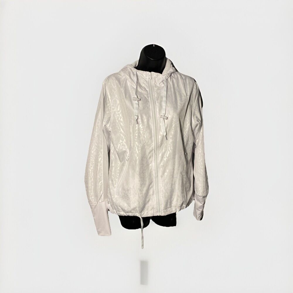 Zyia Active Women White Breeze Hooded Full Zip Windbreaker Size‎ Small